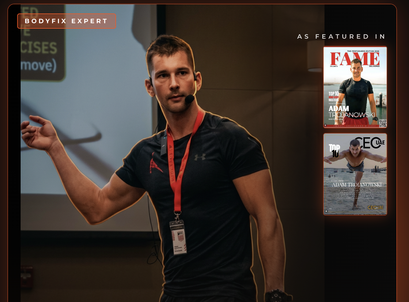 Adam jako Ekspert BodyFix podczas prezentacji